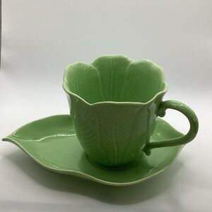 Green Leaf Cup and Saucer Set